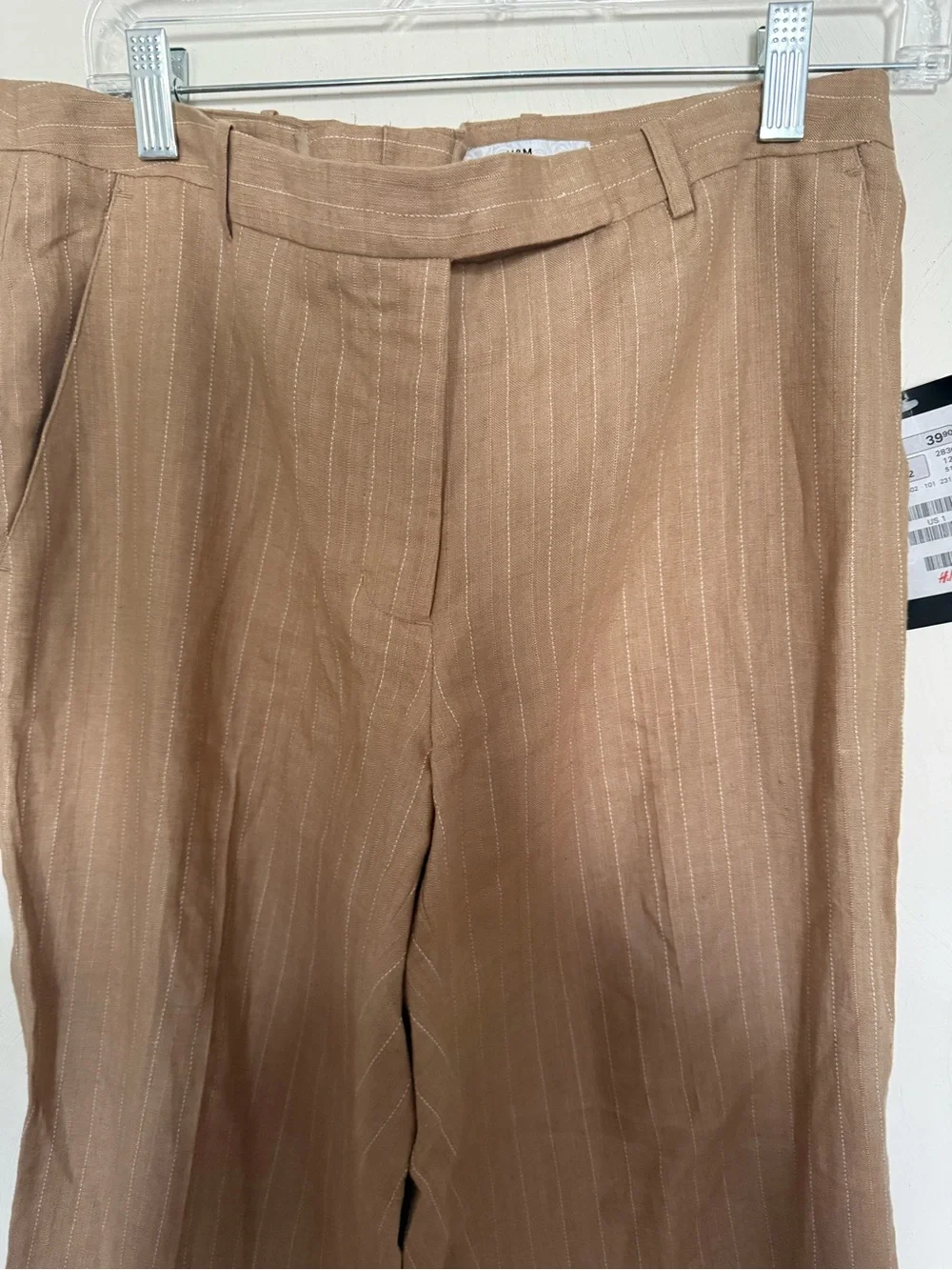H&M Tan Linen-Blend straight leg pants